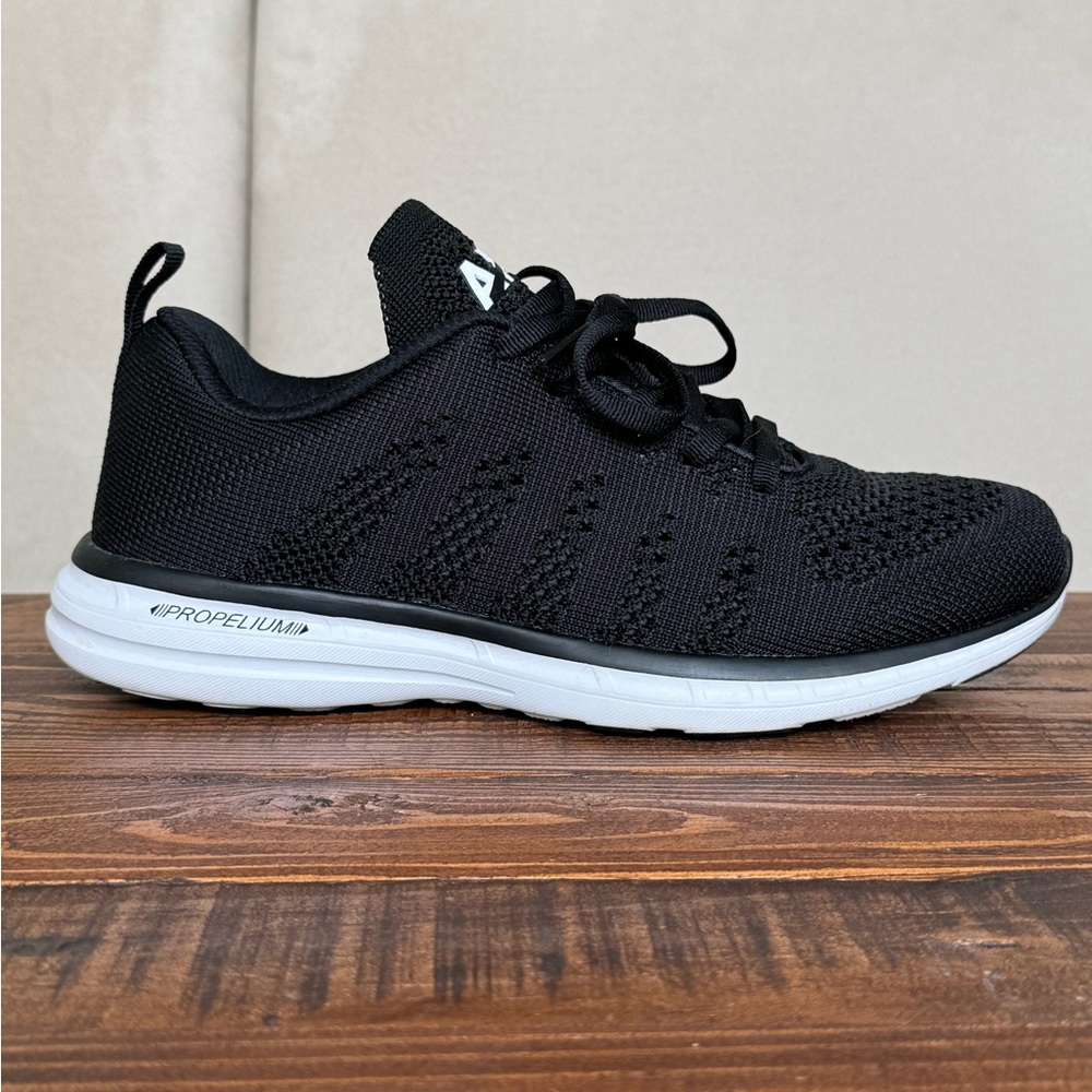 APL Black Knit Athletic Sneakers with White Sole